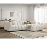 Canapé d'angle fixe TALIA tissu chiné blanc angle droit BOBOCHIC 3 places Angle droit Blanc