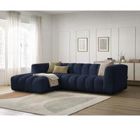 Canapé d'angle fixe TALIA tissu chiné bleu foncé angle gauche BOBOCHIC 3 places Angle gauche Bleu foncé