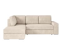 Canapé d'angle gauche 3 places convertible ADEN avec coffre en velours côtelé - Beige - L246 x P174 x H96cm - LOUNGITUDE