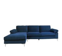 Concept Usine – Canapé d'angle Galway angle gauche 4-5 places velours bleu