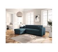 Canapé d'angle gauche 4 places FUJI XL convertible avec coffre en tissu - Bleu pétrole - L262 x 157 x 83cm - LOUNGITUDE