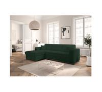 Canapé d'angle gauche 4 places FUJI XL convertible avec coffre en tissu bouclette - Vert - L262 x P157 x H83cm - LOUNGITUDE