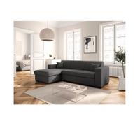 Canapé d'angle gauche 4 places FUJI XL convertible avec coffre en tissu - Gris foncé - L262 x 157 x 83cm - LOUNGITUDE
