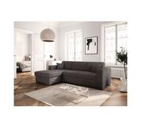 Canapé d'angle gauche 4 places FUJI XL convertible avec coffre en velours côtelé - Gris foncé - L262 x P157 x H83cm - LOUNGITUDE