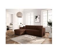 Canapé d'angle gauche 4 places FUJI XL convertible avec coffre en velours côtelé - Marron - L262 x P157 x H83cm - LOUNGITUDE