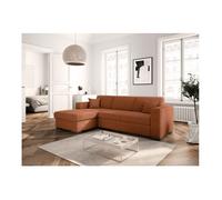 Canapé d'angle gauche 4 places FUJI XL convertible avec coffre en velours côtelé - Terracotta - L262 x P157 x H83cm - LOUNGITUDE