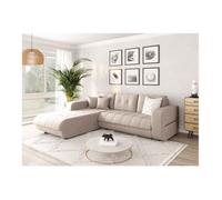Canapé d'angle Gauche 4 places SUZIE convertible en Tissu - Beige - L246 x 188 x 80cm - LOUNGITUDE