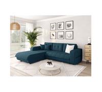 Canapé d'angle Gauche 4 places SUZIE convertible en Tissu - Bleu pétrole - L246 x 188 x 80cm - LOUNGITUDE