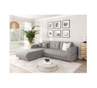 Canapé d'angle Gauche 4 places SUZIE convertible en Tissu - Gris clair - L246 x 188 x 80cm - LOUNGITUDE