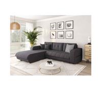 Canapé d'angle Gauche 4 places SUZIE convertible en Tissu - Gris foncé - L246 x 188 x 80cm - LOUNGITUDE