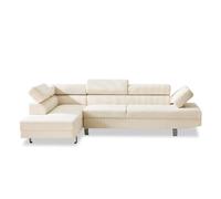 Canapé d'angle gauche avec têtières relevables Palerme velours côtelé beige