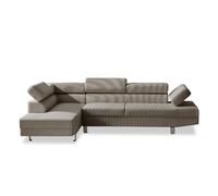 Canapé d'angle gauche avec têtières relevables Palerme velours côtelé taupe