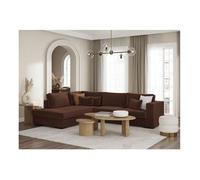 Canapé d'angle gauche BELAMI XXL 6 places en velours côtelé - Marron - L303 x P228 x H86cm - LOUNGITUDE