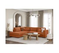 Canapé d'angle gauche BELAMI XXL 6 places en velours côtelé - Terracotta - L303 x P228 x H86cm - LOUNGITUDE