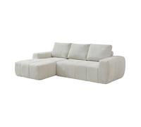 Vente-unique - Canapé d'angle Gauche compressé en Tissu texturé crème CLAREFO - 3 Places
