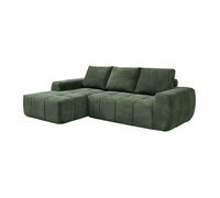 Canapé d'angle gauche compressé en tissu texturé vert CLAREFO