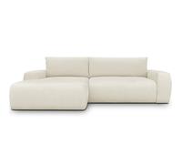 Canapé d'angle gauche convertible 3 places en tissu chenille beige - Sonny