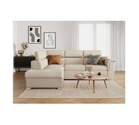 Canapé d'angle gauche convertible 4 places PAOLA avec coffre en tissu - Beige - L252 x P188 x H76cm - LOUNGITUDE