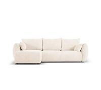 Canapé d'angle gauche convertible avec coffre de rangement "Matera" 4 places en chenille beige clair