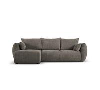 Canapé d'angle gauche convertible avec coffre de rangement "Matera" 4 places en chenille gris