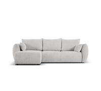 Canapé d'angle gauche convertible avec coffre de rangement "Matera" 4 places en chenille gris clair