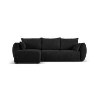 Canapé d'angle gauche convertible avec coffre de rangement "Matera" 4 places en chenille noir