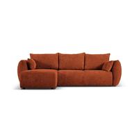 Canapé d'angle gauche convertible avec coffre de rangement "Matera" 4 places en chenille terracotta