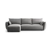 Canapé d'angle gauche convertible avec coffre de rangement "Matera" 4 places en velours gris