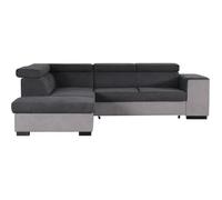 Canapé d'angle gauche convertible + coffre 5 places - Tissu gris - L 271 x P 220 x H 77 cm - ARMSTRONG - Fabriqué en Ukraine