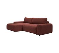 Canapé d'angle gauche convertible en tissu chenille bordeaux DAVISO