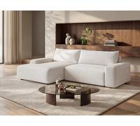 Canapé d'angle gauche convertible en tissu chiné crème DAVISO