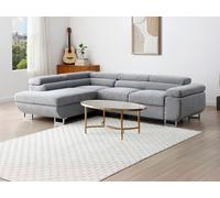 Canapé d'angle gauche convertible en tissu texturé gris NURAZIO