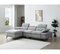 Canapé d'angle gauche convertible en tissu texturé gris SURDELI