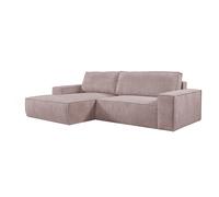 Canapé d'angle gauche convertible en velours côtelé mauve AMELIA