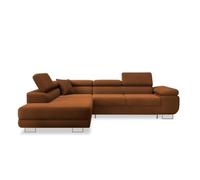 Canapé d'angle gauche convertible Marius velours côtelé Terracotta