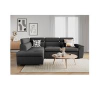 Canapé d'angle gauche convertible PAOLA 4 places avec coffre en tissu - Gris foncé - L261 x P198 x H80cm - LOUNGITUDE