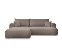Canapé d'angle gauche convertible Velaro velours côtelé Taupe