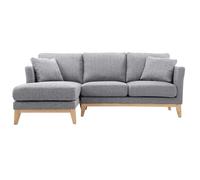 Canapé d'angle gauche déhoussable 3-4 places en tissu gris clair oslo