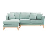 Canapé d'angle gauche déhoussable en tissu vert lagon 3-4 places oslo