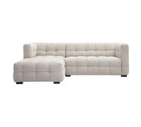 Canapé d'angle gauche design 3 places en tissu effet velours texturé beige CORTO