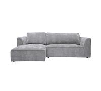 Canapé d'angle gauche design en tissu effet velours texturé gris 3 places GRAMMY