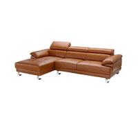 Canapé d'angle gauche en cuir premium camel EXCELSIORA