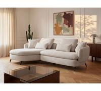 Canapé d'angle gauche en tissu chenille beige PIPANI