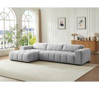 Canapé d'angle gauche en tissu texturé gris LOPONZA