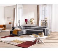 Canapé d'angle gauche relax avec assise coulissante électrique en tissu anthracite MONISO