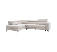 Canapé d'angle gauche relax avec assise coulissante électrique en tissu beige MONISO