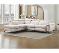 Canapé d'angle gauche relax électrique en tissu chiné beige CADILO