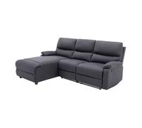 Vente-unique - Canapé d'angle Gauche Relax électrique en Tissu Gris Anthracite LUNANO
