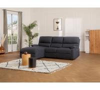 Canapé d'angle gauche relax électrique en tissu gris anthracite LUNANO