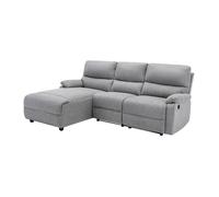 Vente-unique - Canapé d'angle Gauche Relax électrique en Tissu Gris Clair LUNANO